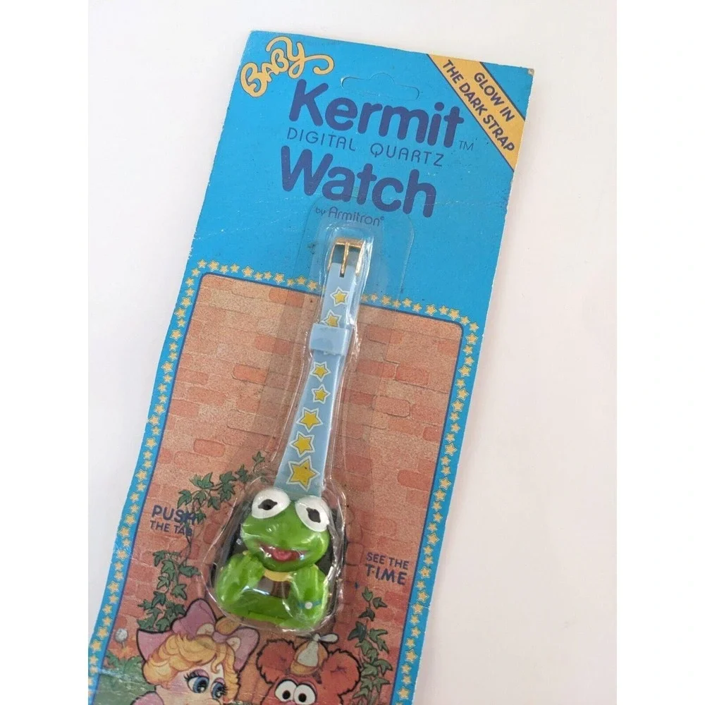 Vintage 1987 Baby Kermit The Frog Digital Watch Henson Productions Muppet Babies